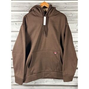 NEW Wrangler Sweatshirt Mens XL Brown Sherpa Lined Hoodie Pullover